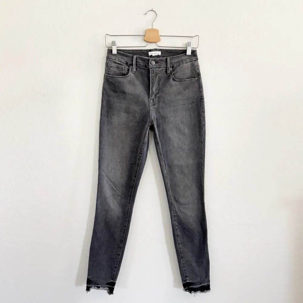 GOOD AMERICAN Good Legs Raw Hem Crop GLCFH961T Charcoal Wash Women's Size 4/27